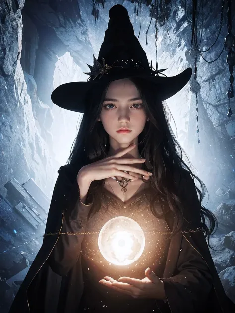 1 girl, (witchcore, sorcerous, pagan, mystery, nature, mystery的) , magician, spell magic, magic circle, ((magic in hand)),(maste...