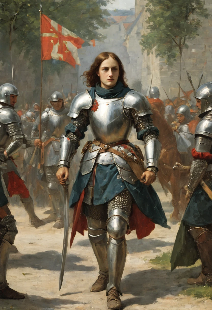 Joan of Arc, maiden, dark, Knight Armor, Plate armor , lovely