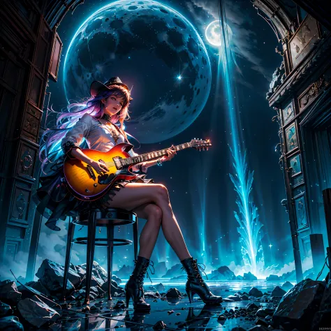 nebulae hyper Nebula starry_sky Moonset epic moonrise spacious moonshine Loli Guitarist Guitar Loli Musician piano Exhibitionist...