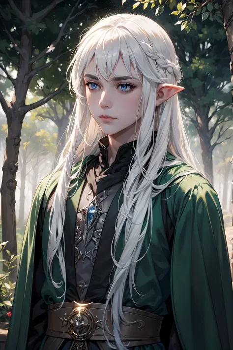 (Masterpiece, 8k, ultra detailed), 1guy, Create a portrait of Thranduil, inspired by the book The Hobbit, written by j.r.r. tolkien, bokeh, glimmer,

