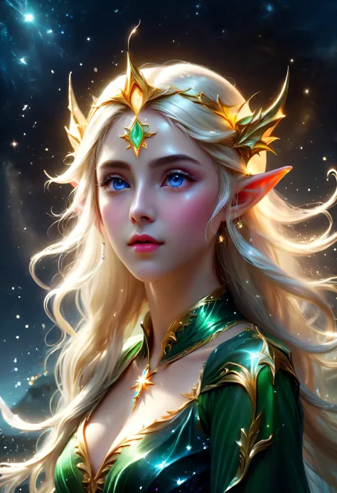 精灵portrait,illustration,painted,high resolution,actual:1.37,super detailed,professional,bright colors,portrait,fantasy,delicate ...