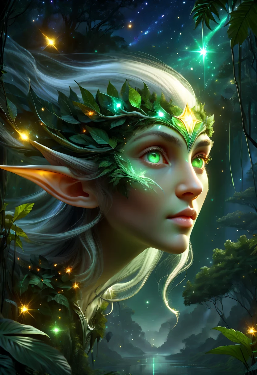 hyper detailed masterpiece, Dynamic, good quality,Floating Elf Portrait ...