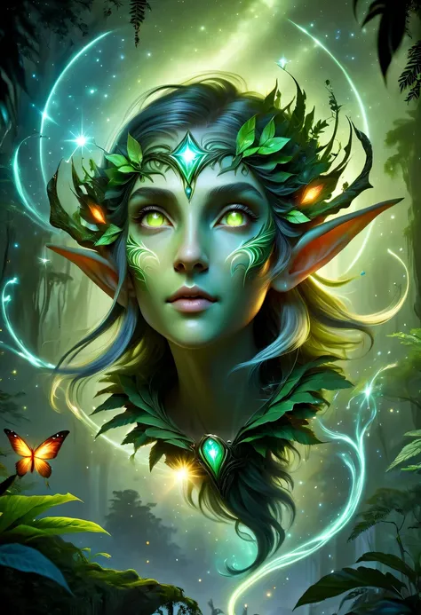 hyper detailed masterpiece, Dynamic, good quality,Floating Elf Portrait ...