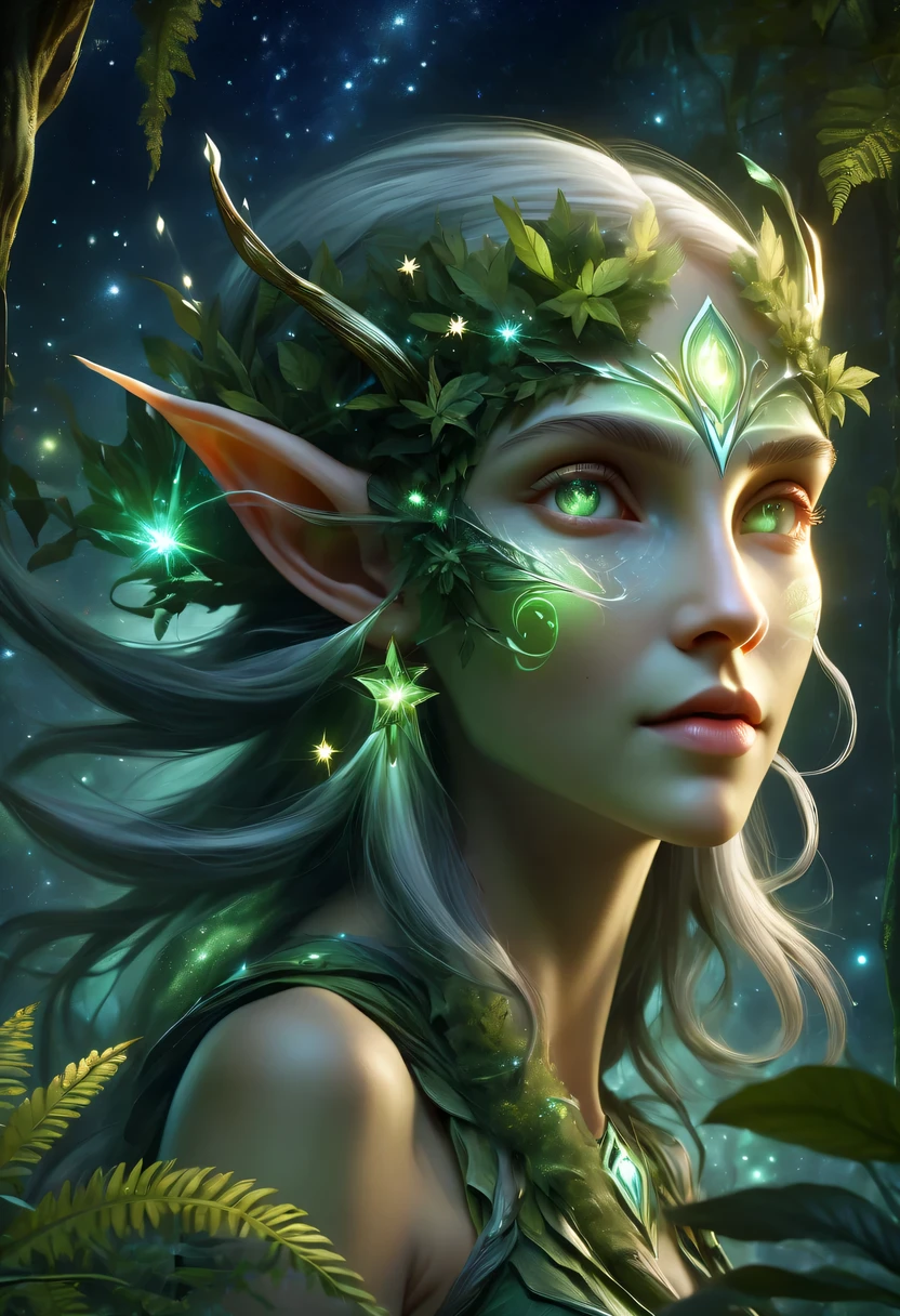 A woman with green eyes and a green leaf crown - SeaArt AI