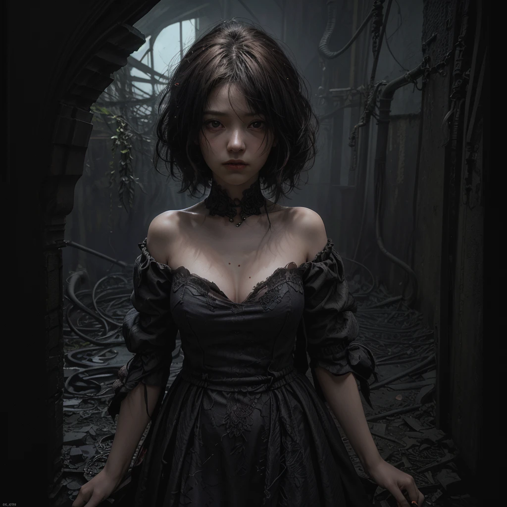 (best quality,4k,8k,highres,masterpiece:1.2),ultra-detailed,(realistic,photorealistic,photo-realistic:1.37),dark fantasy,street scene,unfamiliar environment,detailed buildings,ominous atmosphere,mysterious creatures,horrifying presence,unsettling,shadowy figures,intense darkness,young girl,long hair,innocent face,vulnerable position,hopeless situation,distressed expression,starry sky,dimly lit street lamps,dark colors,overgrown plants,quirky architecture,strange symbols,haunting shadows,abandoned feel,loneliness,magic in the air,creepy atmosphere,enchanted surroundings,gothic elements,otherworldly aura,dramatic composition,contrasting light and shadow,foreboding,uncertainty, bright weather, sunny day, brigth ambiences, light everywhere, nsfw, exposed woman, naked woman, nude boobs
