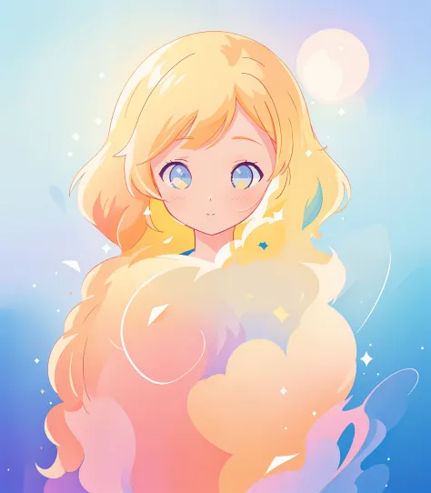 beautiful flowing dress, beautiful anime girl, portrait, vibrant pastel colors, (colorful), magical lights, flowing golden hair,...