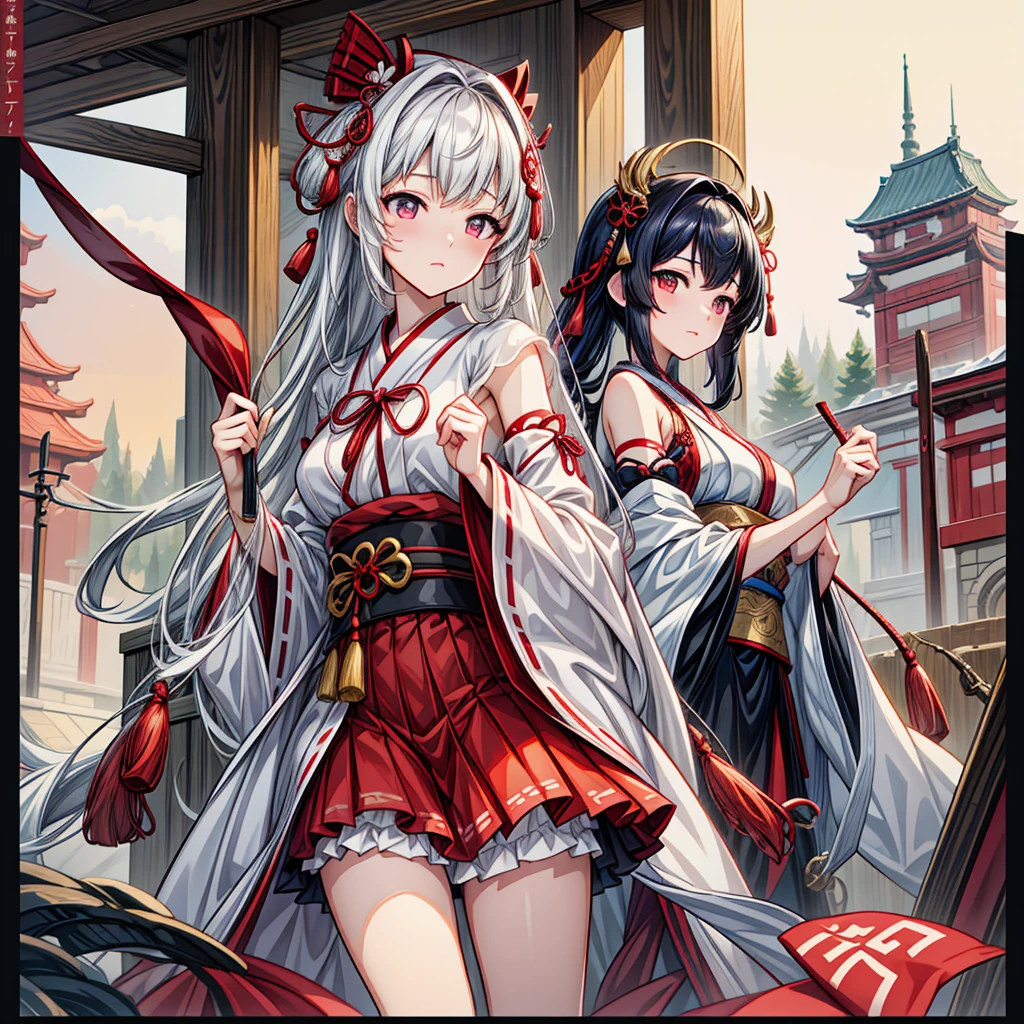 "NSFW, (best quality,high resolution:1.2),many japanese girls, they are sexy and cute shrine maidens, erotic shrine maiden costume like miko, each with unique faces and poses,varied shrine maiden costumes,all looking at the viewer,detailed and intricate illustration style,vibrant colors,soft lighting"