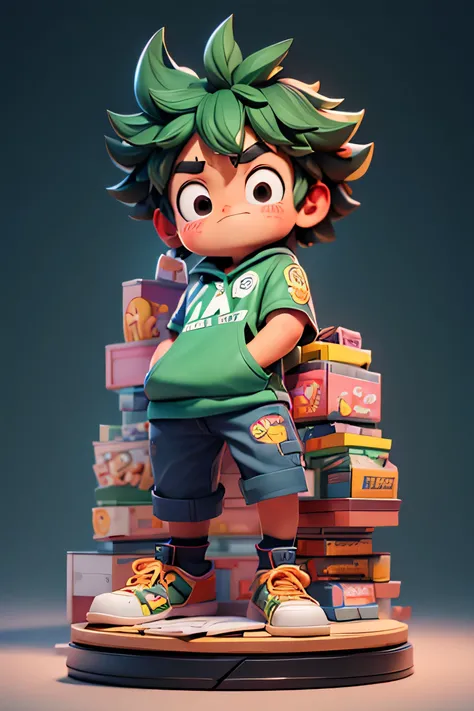 City Street, Super Cute Izuku Midoriya Full Body 3d Image, 1pc, Good 