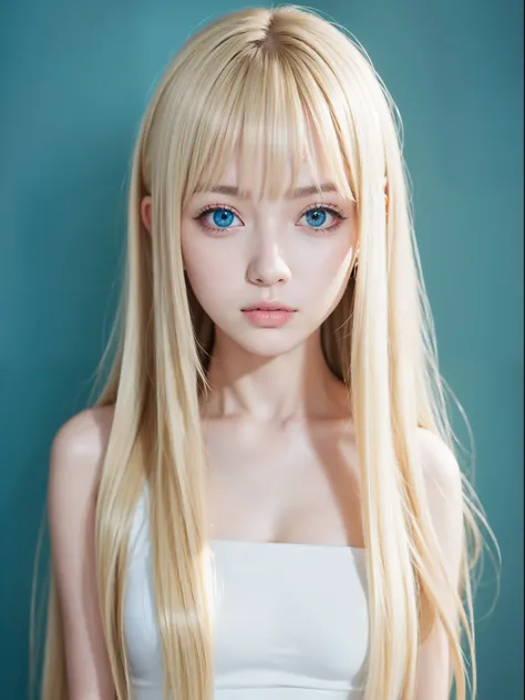 Beautiful cute face girl、Very beautiful blonde hair、Super long silky ...