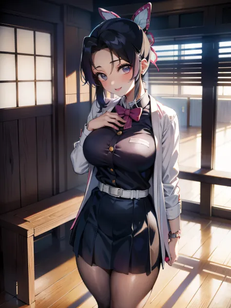 wearing short skirt、Fed Asian woman in bow tie sitting on the train, cute schoolgirl, Japanese school girl uniform, wearing japa...