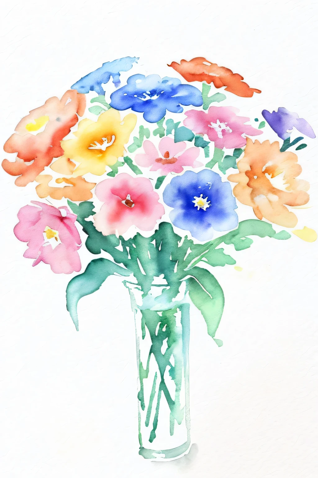 A bouquet of flowers of various colors, watercolor painting, watercolor painting, watercolor绘画, watercolor绘画, watercolor, watercolor painting style, watercolor画艺术, watercolor, watercolors, leaning towards watercolor, Cheng Shifa, 纸本watercolor艺术, watercolor, watercolor art, realistic watercolor, by Phyllis Ginger, light watercolor painting