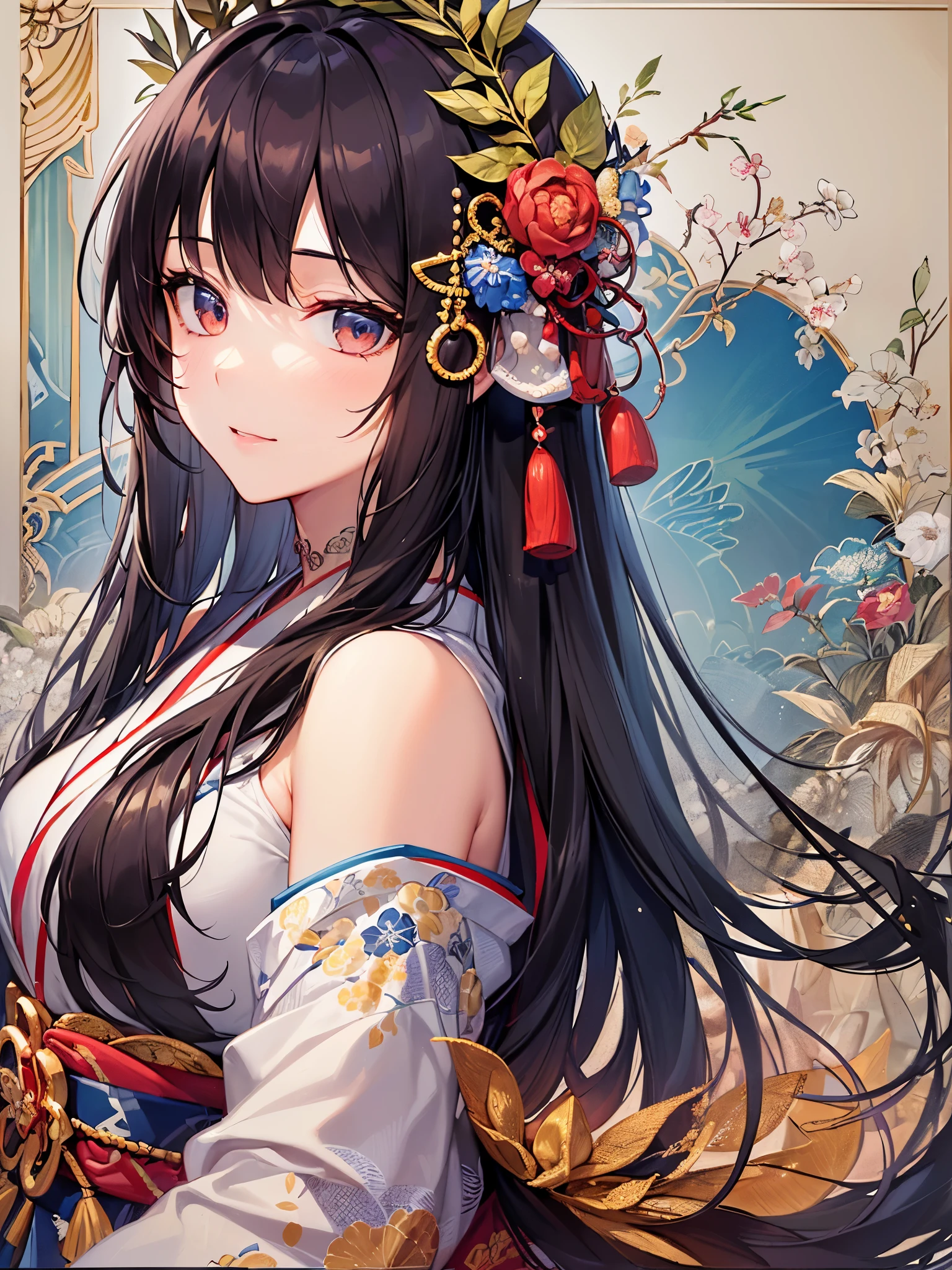 ((highest quality)),(ultra high resolution),(Super detailed),(detailed description),((best CG)),(best work of art),super precision art,great drawing art,(Japanese-style art with precise details:1.5),Heian Emaki:1.7, (1 woman:1.6),court poet:1.5,gentle smile:1.6, (Beautiful 12 hite drawn in precise detail:1.8), censer:1.4,