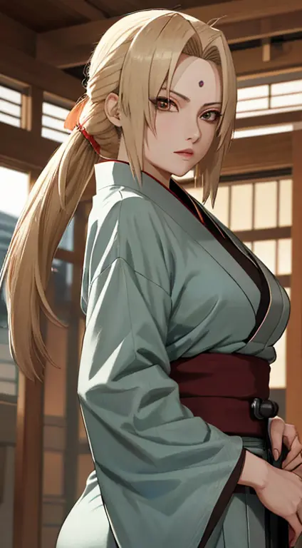 Senju Tsunade, bella, masterpiece, Very detailed, better quality, best lighting, best shade, perfect face shape, bright brown ey...