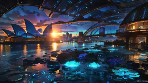 In the year 5000, Australia is a captivating fusion of advanced technology and ecological harmony. The Sydney Opera House stands as an icon of sustainable design, its sails adorned with solar-harvesting materials, while hovering transport modules connect v...
