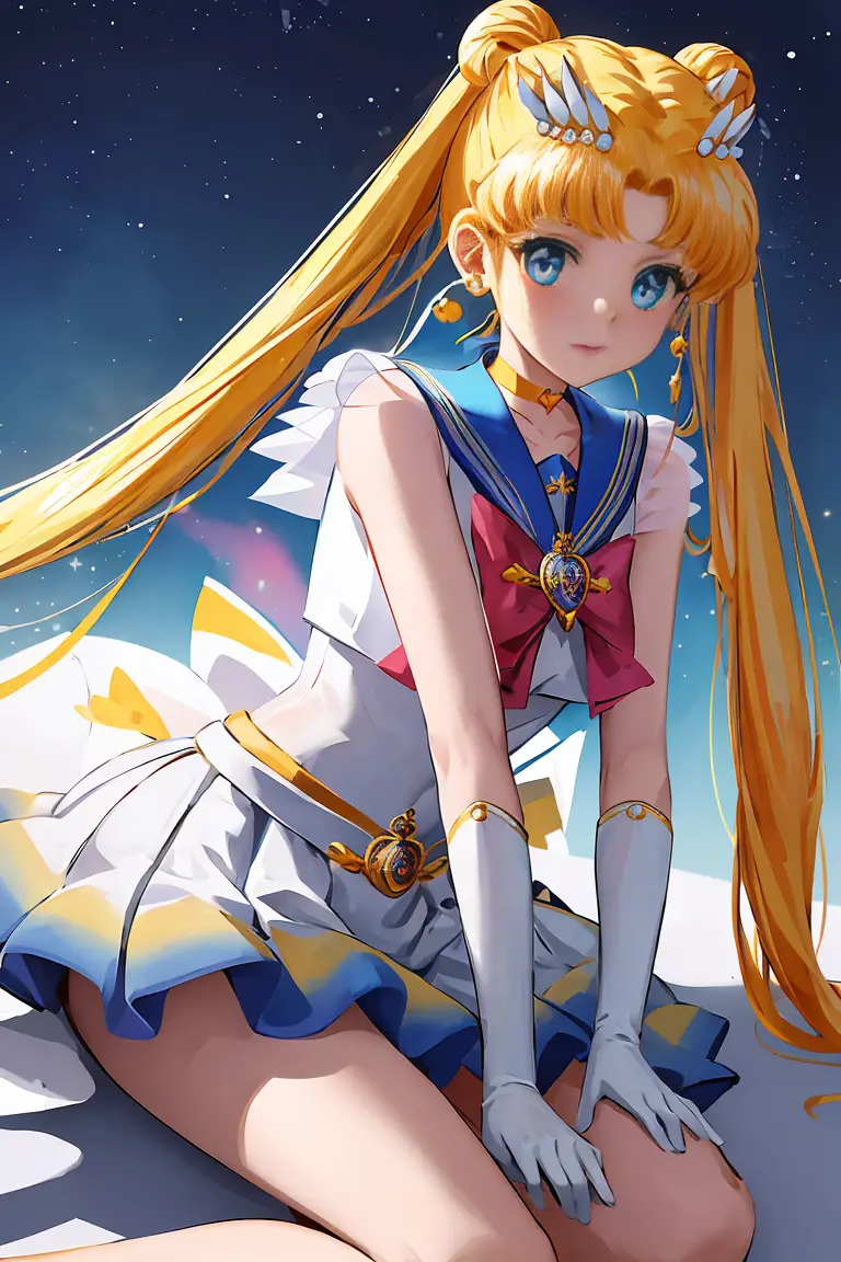 masterpiece, highest quality, High resolution, 1 girl, alone, transparent sailor warrior uniform, SM Moon, 1990s \(style\), blon...