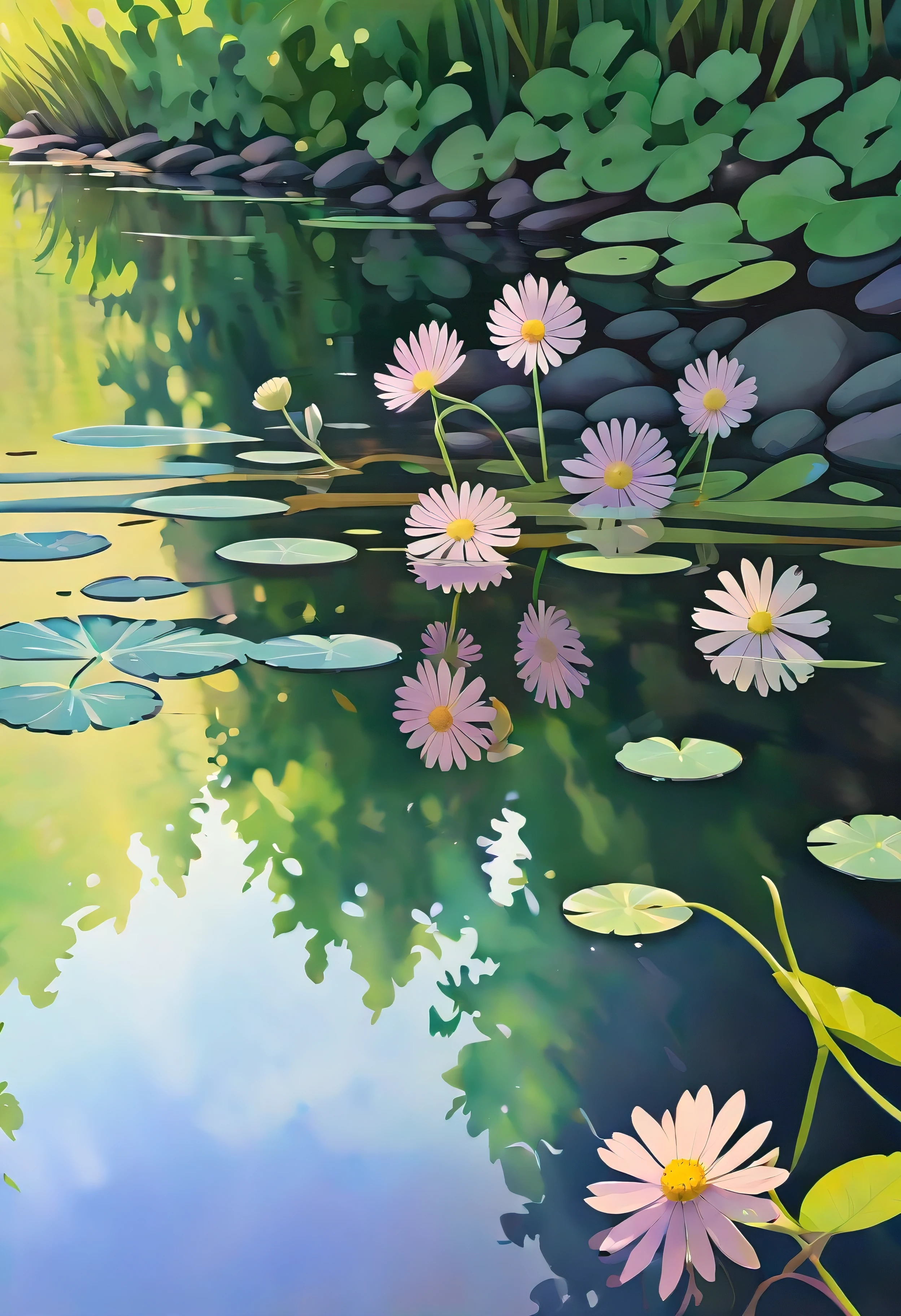 (((watercolor:1.5))), (((watercolor atmosphere:1.4))), (((crystal clear water reflection background:1.3))), (((Transparent flower:1.4))), (((Movie-like still images and dynamic angles:1.3))), (((cool and beautiful shadow silhouette:1.1))), Gouache with intricate details, Add a touch of realism to this visually detailed and stylistically diverse masterpiece, Detailed brushstrokes have been enhanced, Careful brushwork creates an atmosphere, Utilize delicate yet powerful brushstroke techniques, Create an enchanting atmosphere. highly detailed gouache, (((Unparalleled sharpness and clarity:1.1))), (((Radiosity rendered in stunning 32K resolution:1.3))), All captured with sharp focus.
