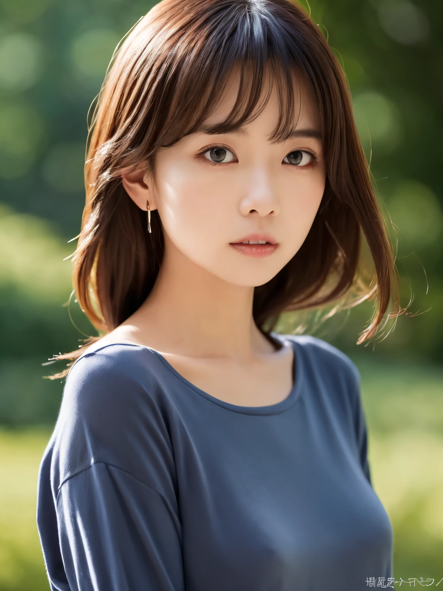 a skinny Japanese lady, 20 years old, (realistic), (hyperrealism), (photorealistic), (8K resolusion), depth of field, (upper-body:1.2), super detailed face, detailed eyes, cute face, various face expression, various hair style, (small breasts:0.6), (very thin waist:0.7), casual outfit