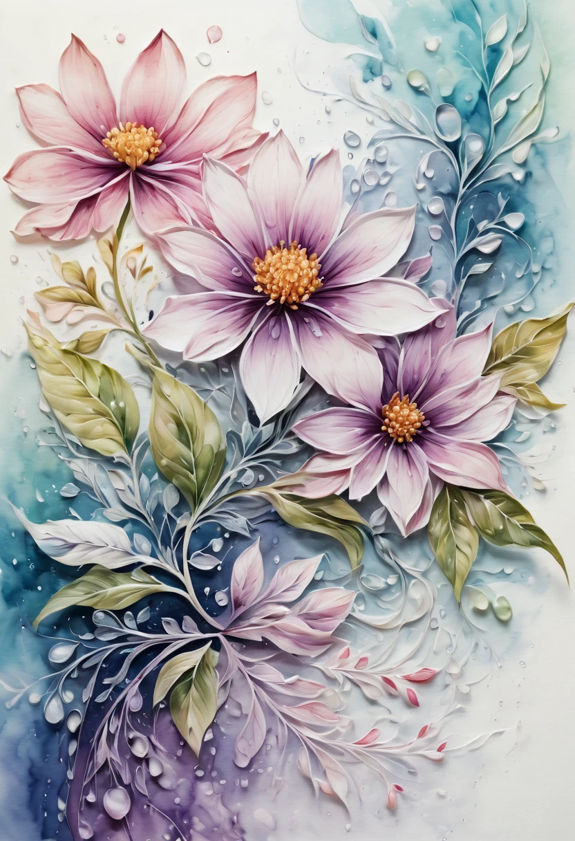 (best quality,4k,8k,highres,masterpiece:1.2),ultra-detailed,(realistic,photorealistic,photo-realistic:1.37),Zentangle Watercolor Flowers close up,tangled lines,detailed flower petals,watercolor techniques,blended colors,organic patterns,vibrant and rich colors,subtle shading,high contrast,meticulous attention to detail,delicate brushstrokes,soft and flowing movement,colorful and intricate designs,harmonious composition,flourishing vines and leaves,isolated flowers on a blank canvas,gentle water droplets on petals,textured and layered brushwork,luminous and translucent effect,calming and peaceful atmosphere,nature-inspired motifs,up-close perspective on floral elements,lively and expressive strokes,artistic exploration and creativity,inspired by Zen philosophy,flowing and interconnected lines,repetitive patterns and rhythms,meditative and tranquil energy,harmonious balance between  and control,dimensions of beauty and tranquility,transient and ephemeral beauty,microcosm of nature's wonders.