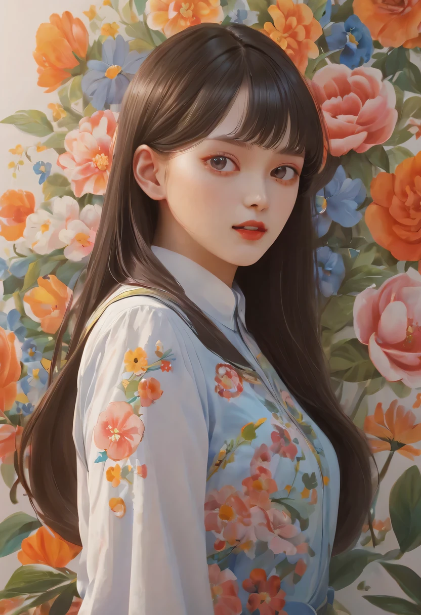 masterpiece，Basic Quality，realistically，official art，Very detailed，masterpiece，best quality，（Very detailed的CG统一8k壁纸），（best quality），（Best Illustration and Shadow），Very detailed的图片，（pure face_v1：0.7），（8k，best quality），A girl painted a watercolor flower painting on the wall，A woman painted a watercolor flower painting on the wall，Girl paints wall with brush, Paintings come to life, paintings on the wall, mural, art painting, The walls are being painted, The walls are being painted, watercolour painting style,4K drawing