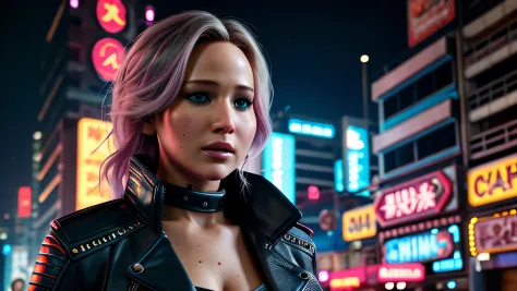 retrato em close de jennifer lawrence, arte conceitual detalhada do personagem, inspirado em magali villeneuve, realista, retrat...