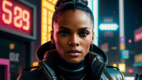 retrato em close de tika sumpter, arte conceitual detalhada do personagem, inspirado em magali villeneuve, realista, retrato de ...