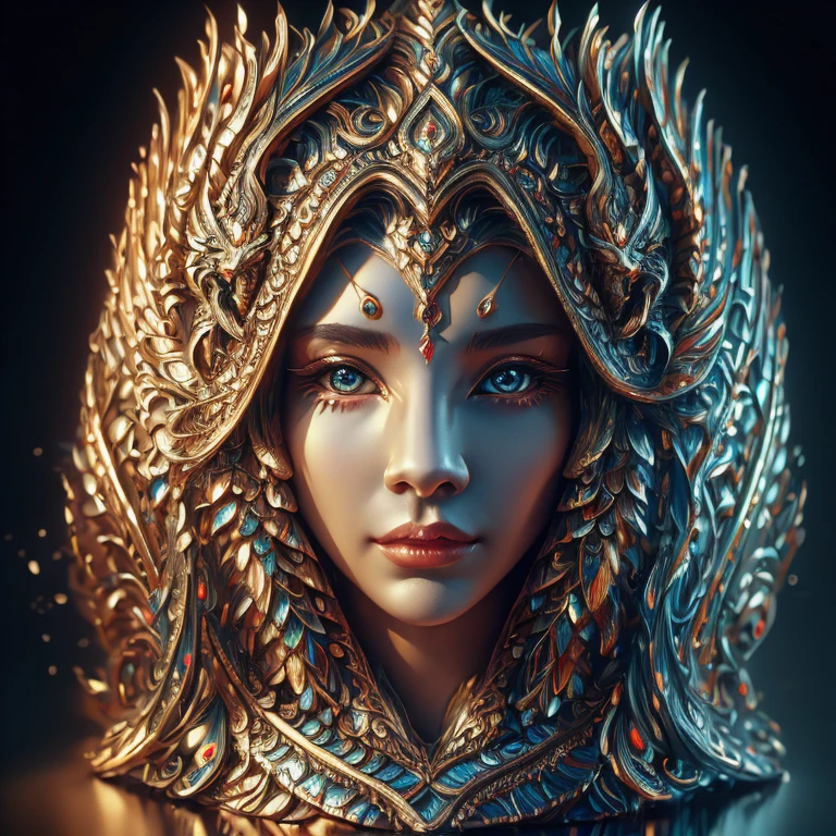 best quality,4k,8k,highres,masterpiece:1.2,ultra-detailed,realistic:1.37,figure painting,portrait,traditional oil painting,Naga sculpture,exquisite detailing,serene expression,enchanting gaze,scales and patterns,details of the face and body,flowing hair,fine brushwork,subtle shading,vivid colors,soft lighting,mythical creature,wisdom and beauty