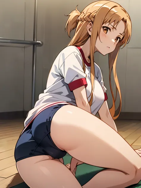 NSFW, {{black outlines}}, {{Game CG}}, {{vector trace}}, {{{{Bestiality}}}}, (1girl),(she is Asuna Yuki), from behind,Asuna Yuki(Sword Art Online), dynamic angle, Long bronze hair,braid,Brown eyes,Detailed eyes,Large chest line,Roll Forward,Lifelike,Her th...