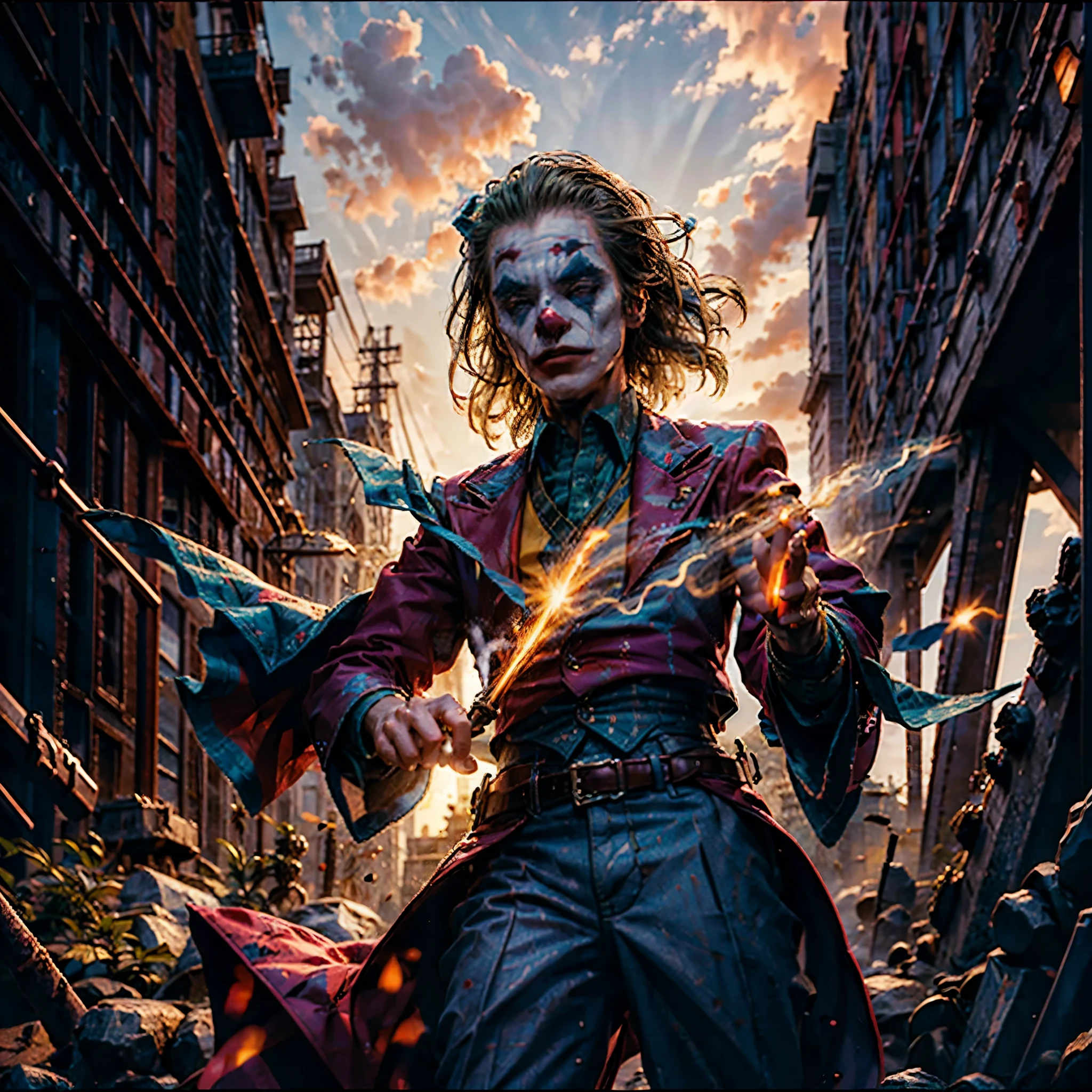 은하 성운 별 성운 별이 빛나는_하늘 일몰 넓은 일출 파노라마 햇빛, "조커" A photograph of a Joker playing an electric guitar in the style of 조커 (2022) artstation의 트렌드 deviantart pinterest furaffinity 매우 상세한 사실적 하이라이트와 그림자가 포함된 사실적인 초고해상도 hdr 샷 Zdzislaw Beksinski의 상세한 고해상도 경로 추적 대비 빛과 어두운 영화 그림자, 아이맥스 화질, (난발, 상세한 눈) , 완벽한 구성, 감정적인, 조화로운, 매우 상세한, 높은 예산, 서사적 사실주의, 시네마틱_Sunlight Gorgeous Masterpiece ultra UnrealEngine5 깊은 경로 등장방형_360 전역 발광 포화 체적 번개_대비를 세심하게 복잡하게 울트라_하이 디테일 울트라_고품질 맥스 울트라_고화질 울트라_사실적인 최적의 울트라_고해상도 cgi vfx sfx 정확한 반사 생생한 컬러 코딩 개선된 옥탄 렌더링 UHD XT3 DSLR HDR romm rgb pbr 3dcg fxaa blay 향상된 fkaa txaa rtx ssao opengl-shader glsl-shader 후처리 후처리 셀 셰이딩 톤 매핑 섀도우 아날로그 울트라_선명도 초점 대칭 다양 멀티 등. --s 1000 --c 20 --q 20 --chaos 100