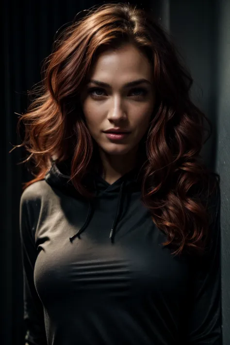 1 girl next door with coloured red hair, Mix out of 10% Megan Fox and 15% Gal Gadot and 20% Blake Lively, 172cm height, 68kg wei...