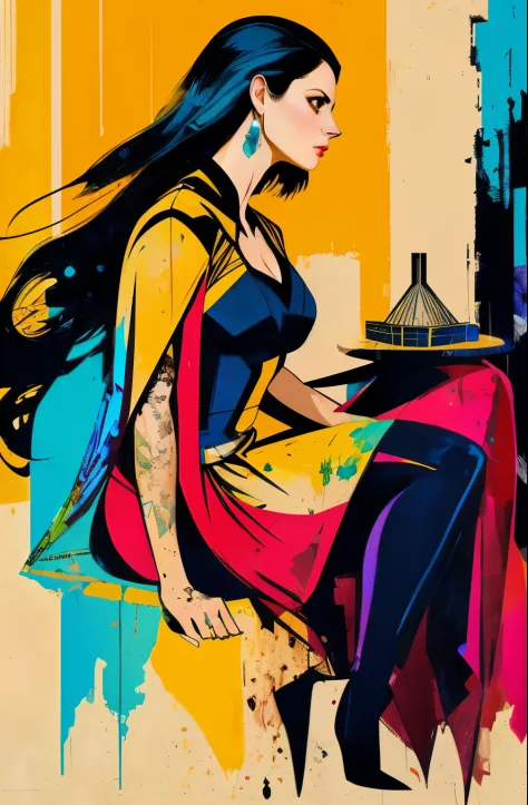 painting of woman, tumbler, figurative art, Beautiful and expressive paintings, Beautiful artwork illustration, very colorful tones, wonderful, cool beauty, highest quality,official art, women only, sharp outline, best shot, vector art, Written by Sandra C...