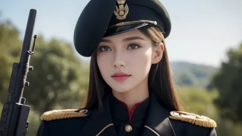 (Best Quality, 8k, Masterpiece:1.3)), Focus:1.2, Perfect Body Beauty:1.4, ((Delicate Hair)), (Military Uniform:1.1), (Red Beret ...