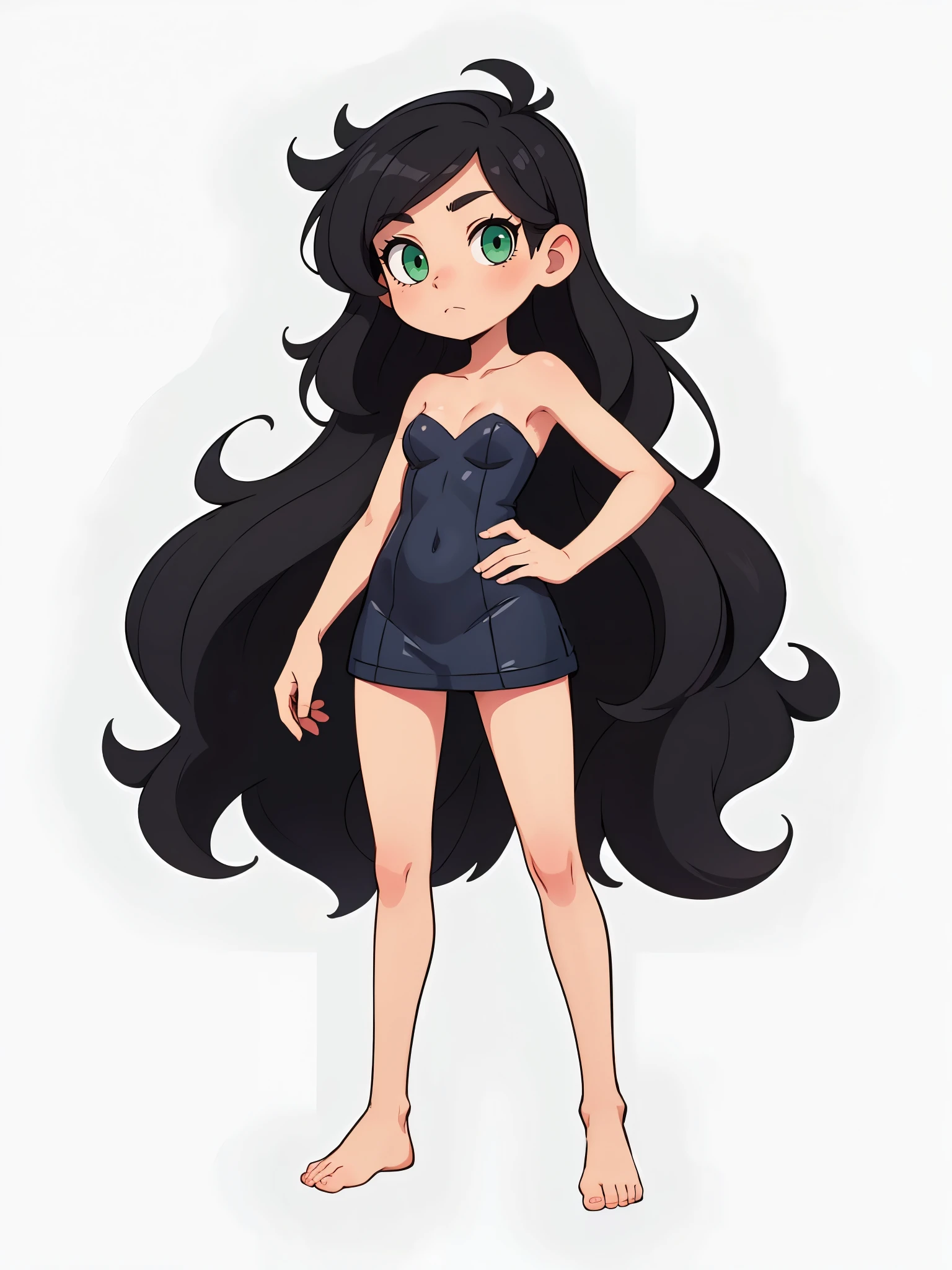 Animated Black Boob And Pussy - A drawing of a woman in a short dress with long black hair - SeaArt AI