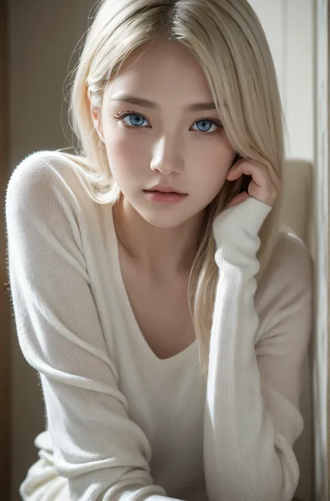 １４caucasian model at the age, full body photo,（(clean clothes)), white clothes, natural light, pretty caucasian woman, gray hair...