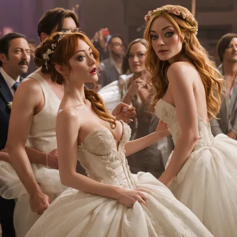 Emmy Rossum Katherine McNamara and Olivia Wilde in wedding dress - SeaArt AI