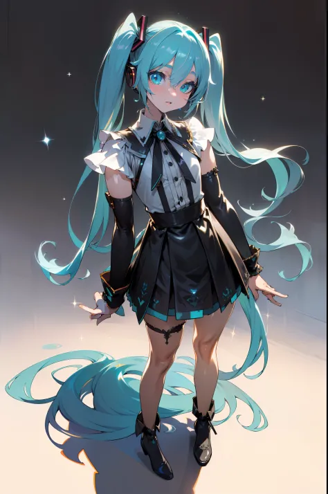 (((asanagi art style))), (((1girl))), (((waifu, vocaloid, miku hatsune waifu))), (((long hair, twintails hair))), ((cyan eyes ey...