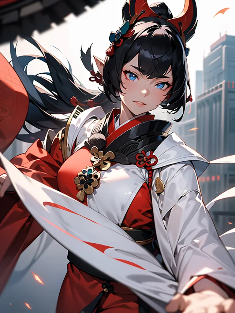 ((Japan)),((Best quality)),((beautifully painted)),((a high resolution)),1 girl in,Glowing beautiful elf daughter,(((onmyoji))),...