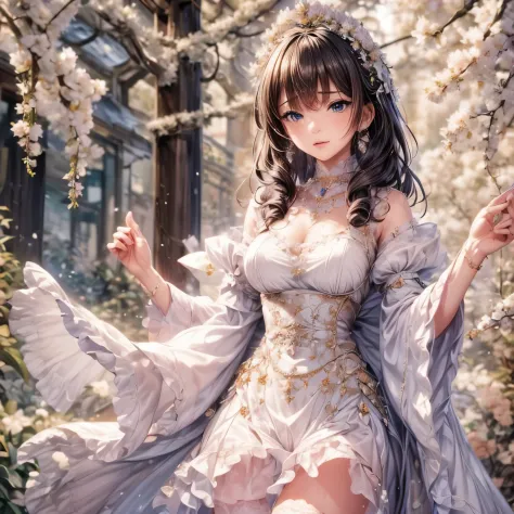 (highest quality:1.4),(masterpiece:1.4),super detailed,8k,cg,exquisite,upper body,lonely,thumb girl,little princess,flowing coat...