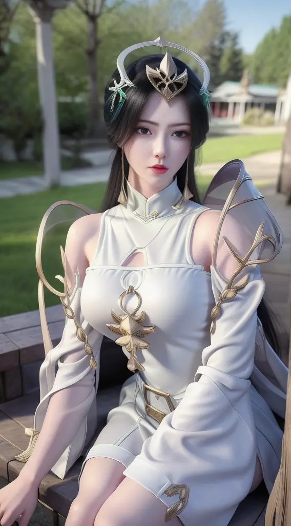Anime-style image，woman wearing white and purple dress, 4K detail fantasy, 3D rendering character art 8k, The animation is rich ...