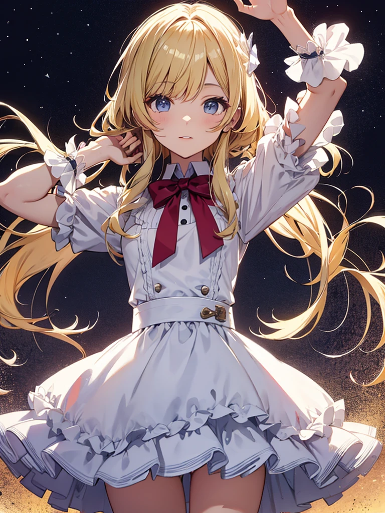 Magical girl around 12 years old、blonde。small breasts、ribbon - SeaArt AI