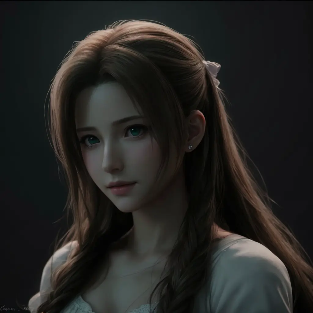 "AERITH" (best quality,4k,highres,masterpiece:1.2),ultra-detailed,realistic,portrait,Aerith,[Final Fantasy 7 Remake],beautiful d...