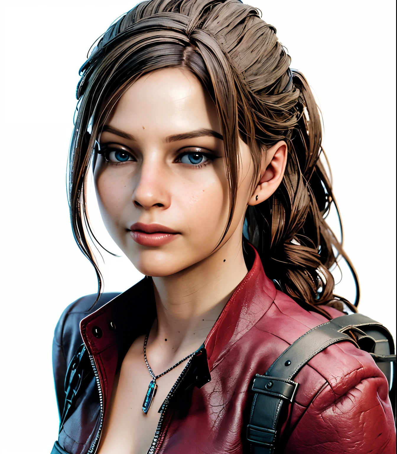 a close up of a person with a backpack and a backpack, Aerith Gainsborough, artegerm ; motor 3d irreal, realistic art style, photorealistic art style, 8k portrait rendering, beautiful Aerith Gainsborough, highly detailed character, unreal engine character art, April rendering, CG game, Realistic 3d character, Irreal 5. rpg portrait