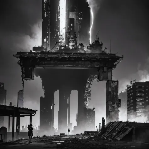 best quality,4k,8k,highres,masterpiece:1.2,ultra-detailed,realistic:1.37,post-apocalyptic manga city scenery,cyberpunk art style...