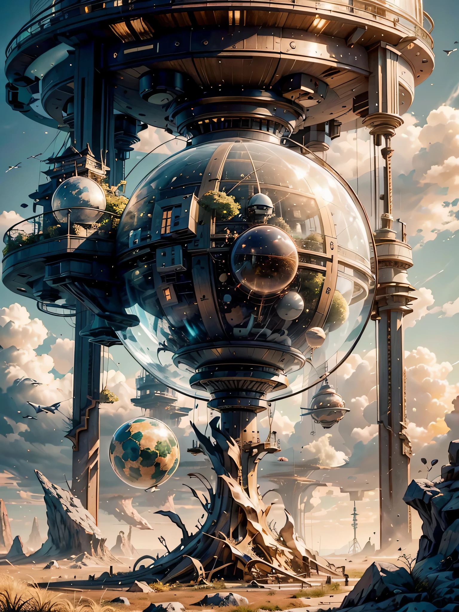 collisiondansg_Mondes, mechanism&#39;horlogerie, ((spherical)), dans_espace, sablier, danois_des nuages