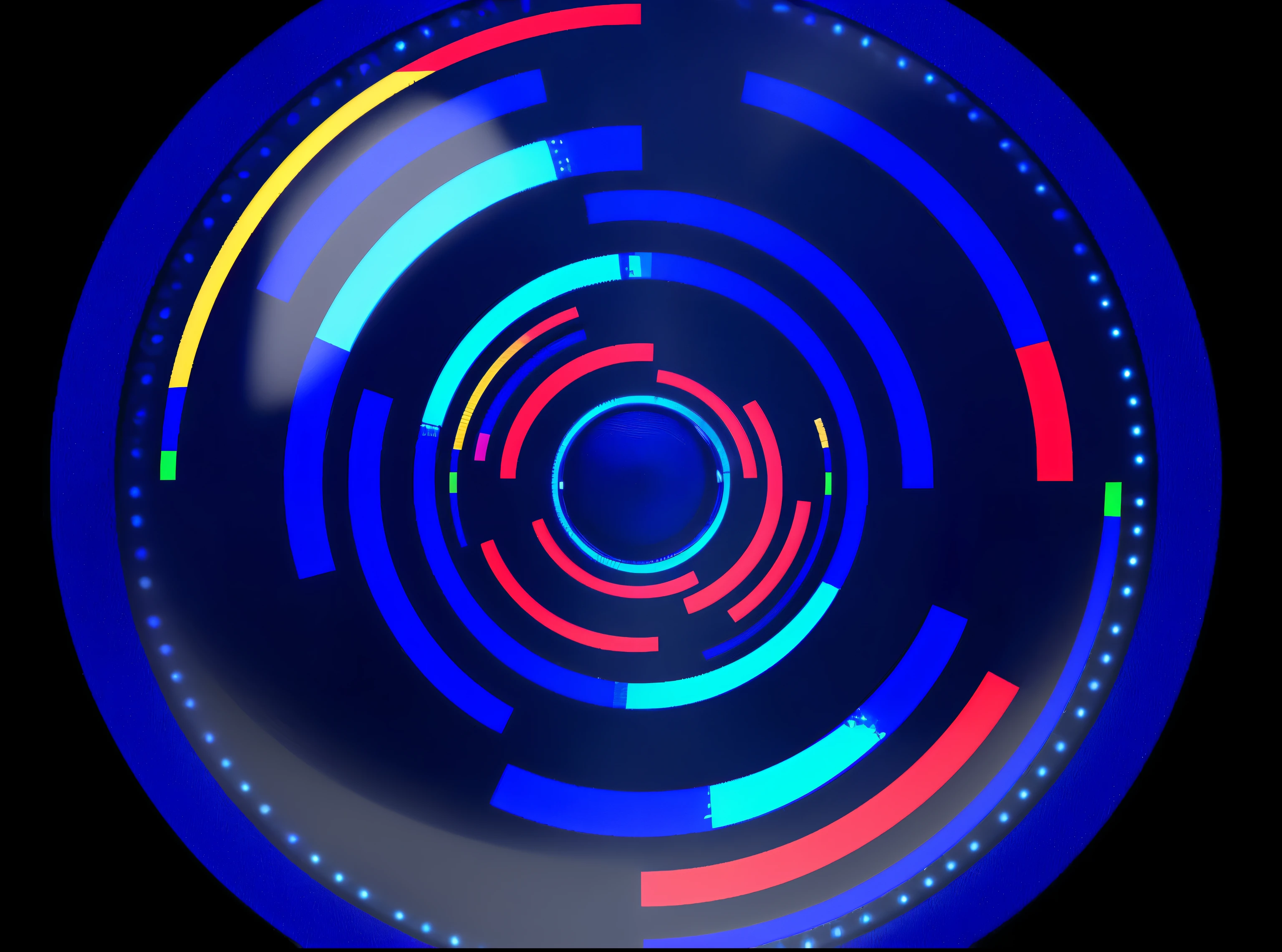arafed circular clock with a blue background and red and blue lights, neon circles, blue circular hologram, round background, computer generated, technological rings, light looping, techno neon projector background, light circles, blue and red lights, digital illustration radiating, concentric circles, planet with rings, infinite space clock background, cycles4d render, video still