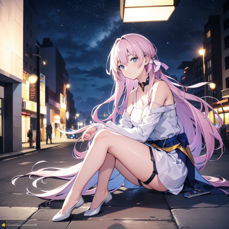 (8k, masterpiece:1.2), Night view of city streets, The lights of the night, (ultra highres:1.0), watercolor, a beautiful woman, shoulder, hair ribbons, by agnes cecile, full body portrait, extremely luminous bright design, (pastel colors), modelshoot style, very long hair, intricate, elegant, hdr, backlighting, realism, (hyperrealism), (cinematic), (hyperdetailed:1.2), best quality, (best quality:1.0)