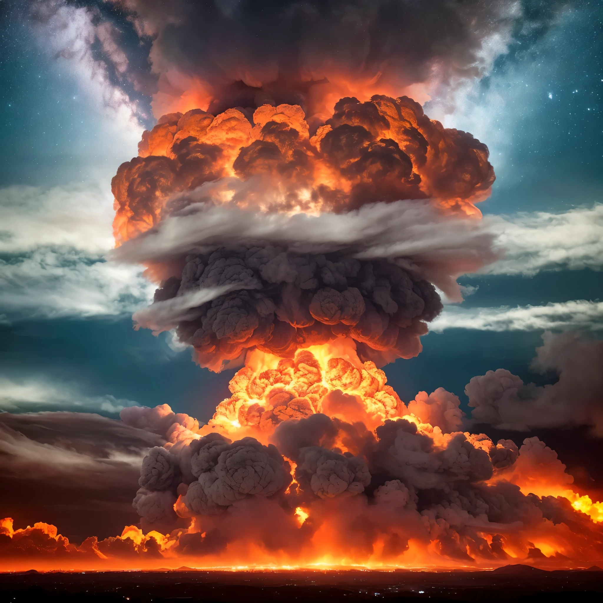 A monumental nuclear explosion unfolds before the audience's eyes 