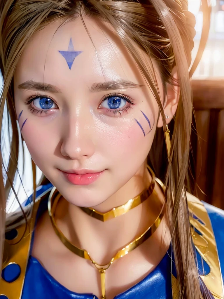 (masterpiece, best quality:1.4), (close up), 1girl, solo, (european youth:1), Belldandy, Belldandy_Blue_Dress, goddess face symbols, looking at viewer, beautifull smile, beautiful face, highly detailed face, highly detailed eyes, highly detailed skin, skin pores, subsurface scattering, realistic pupils, full face blush, full lips, detailed background, depth of field, volumetric lighting, sharp focus, absurdres, realistic proportions, good anatomy, (realistic, hyperrealistic:1.4), 16k hdr,