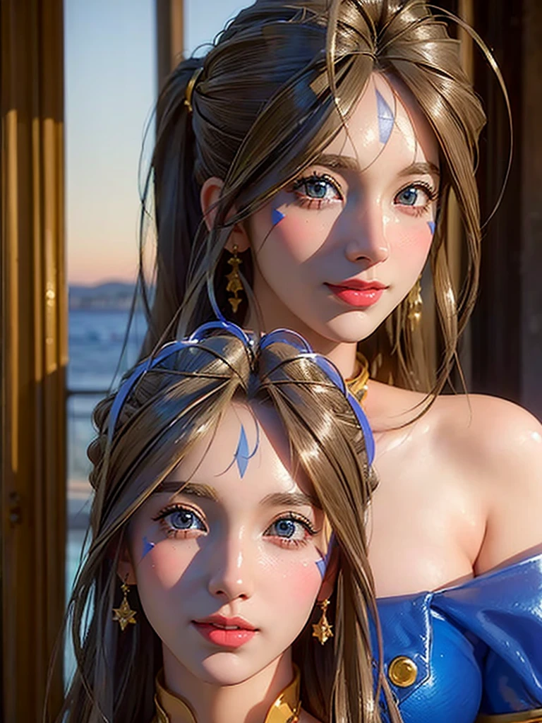 (masterpiece, best quality:1.4), (close up), 1girl, solo, (european youth:1), Belldandy, Belldandy_Blue_Dress, goddess face symbols, beautifull smile, beautiful face, highly detailed face, highly detailed eyes, full beautiful body, highly detailed body, realistic body detailed, highly detailed skin, skin pores, subsurface scattering, realistic pupils, full face blush, full lips, detailed background, depth of field, volumetric lighting, sharp focus, absurdres, realistic proportions, good anatomy, (realistic, hyperrealistic:1.4), 16k hdr,