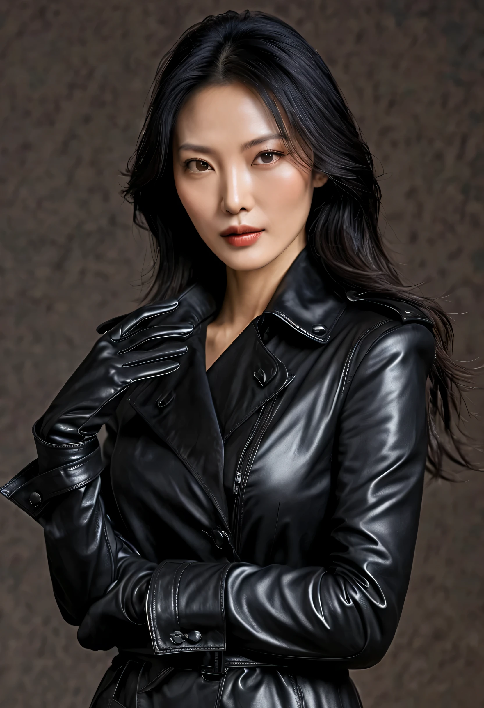 (( 16K High resolution, high quality 43 year old Chinese model actress, 45 year old Chinese model actress, wearing 16K High resolution, high quality black leather knee up black leather two masterpiece epaulettes, Long double trench coat with epaulettes, both arms 16K High resolution, high quality two long opera black leather gloves with black leather elbows, black leather gloves on both hands, Underneath the 16K masterpiece black leather, Black leather sheepskin long pants 16K, High resolution, high quality, clean face 16k, expensive, 43 years old, 16K with 2 Chinese Model Actresses, High resolution, high quality, expensive, 45 years old, shows a photo of herself wearing knee-high boots ))
