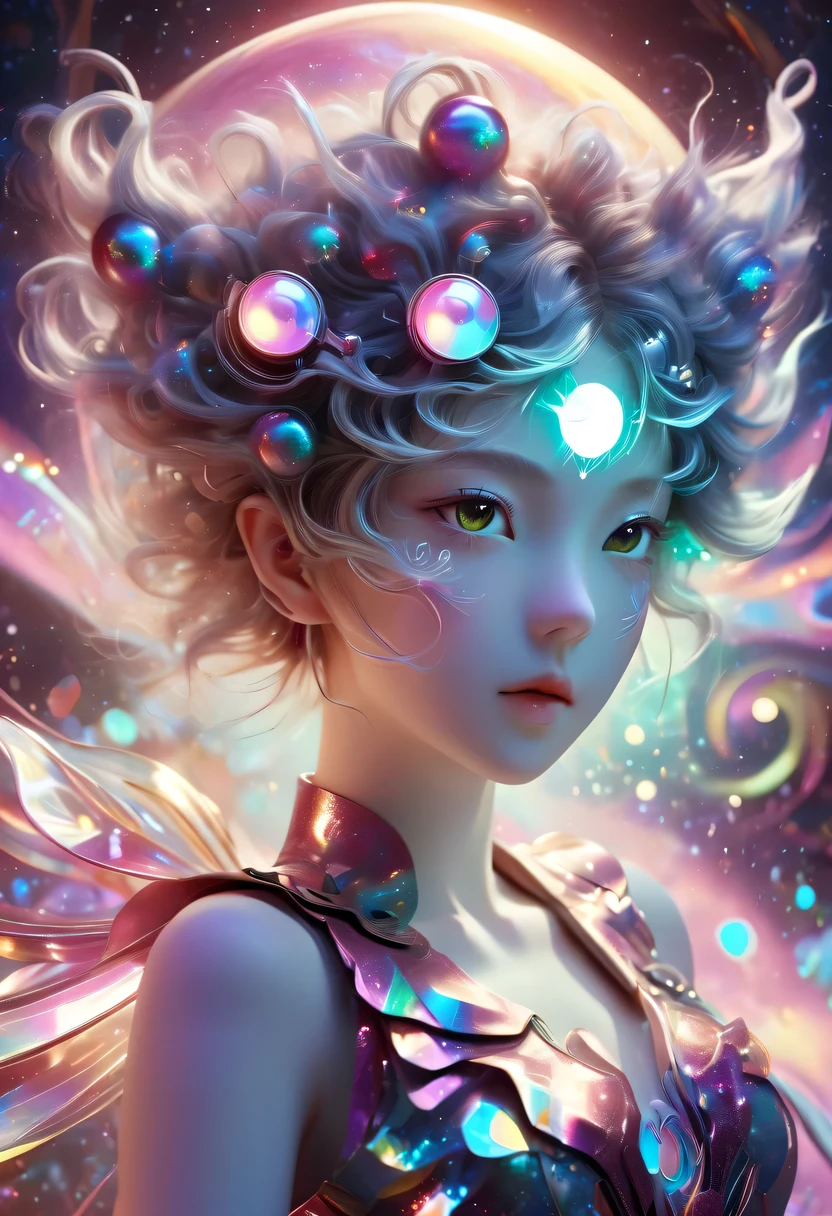 bidimensionnel，Un super mignon &Citation;Marin Lune&Citation;（Marin Lune），mini-images，Belle fille mince dans un style anime，cyberpunk，Steampunk，L&#39;art des défauts，Projection holographique，esthétique mécanique，ancien，néons，lumière laser，fluorescence，lumière de l&#39;espace，effet lumineux，Éclairage hermaphrodite，feuille arc-en-ciel，Moteur irréel，Un minimalisme hybride profond/极繁bidimensionnel点画风格，Peinture à l&#39;huile réaliste/style aquarelle，expression mignonne et heureuse，Spécimen holographique avec ombrage en couches，Kaléidoscope rubis et opale brumeux sur fond d&#39;onyx，Ionosphère diffuse，Couleurs contrastées irisées et vibrantes，inspiré par Edgar Degas、Vermeer、beaucoup de、莫奈等大师的chef-d&#39;œuvre，néons复合体、argent、uranium、Détails de la couche magnétique en étain。Clarté HD，chef-d&#39;œuvre，Yeux monochromes ronds extra grands，tout le corps，Poupée à grosse tête，vue de face，esthétique mignonne，fond riche，Riche en détails。